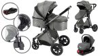   Mama Kiddies 4az1-ben Charlie PRO babakocsi kiegészítőkkel szürke színben ISOFIX talppal + ajándék