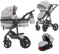  Mama Kiddies® Evening Star 4az1-ben Black Edition multifunkciós babakocsi kiegészítőkkel szürke színben ISOFIX talppal + Ajándék