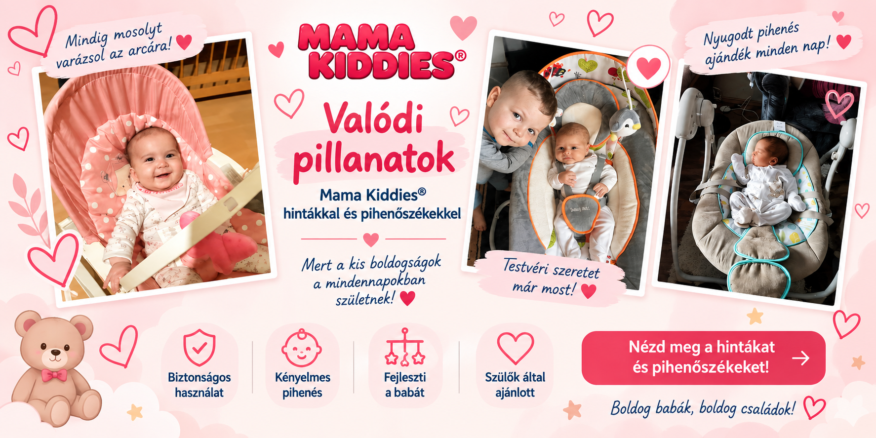 Mama Kiddies® pihenőszék és elektromos hinta – vásárlói vélemények