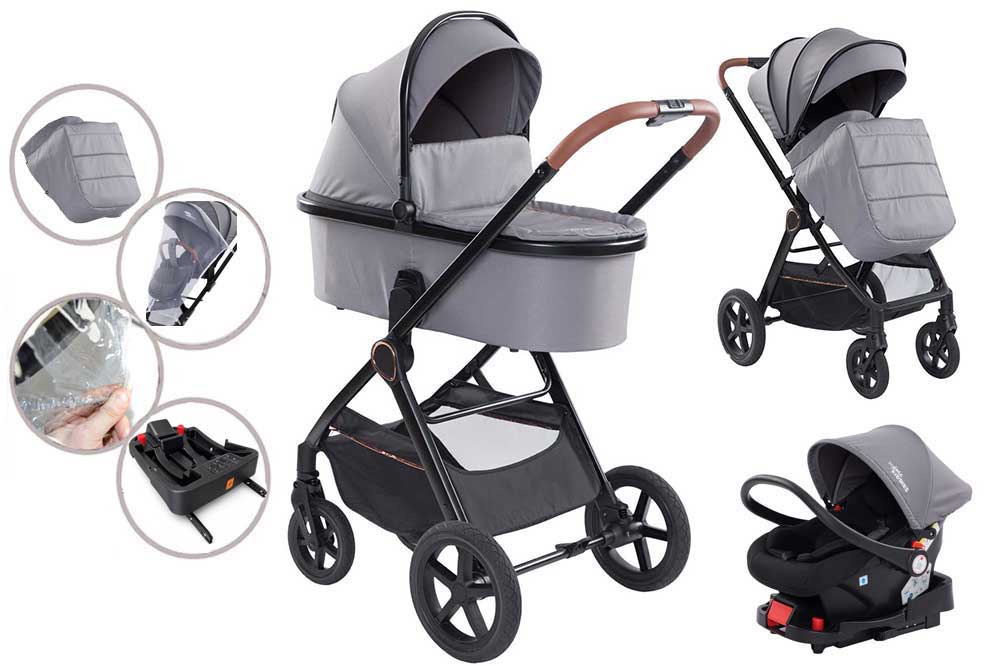 Mama Kiddies® prémium 4 az 1-ben multifunkciós babakocsi ISOFIX-talppal