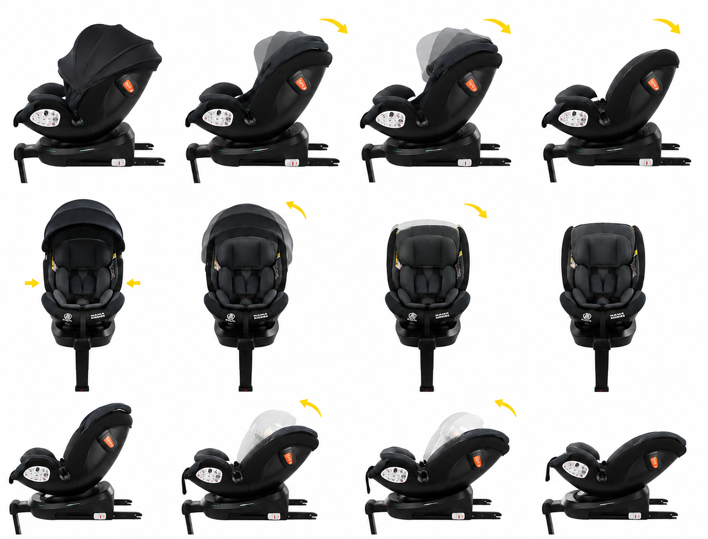 Biztonsági ISOFIX-es 360°-ban forgatható autósülés a Mama Kiddies